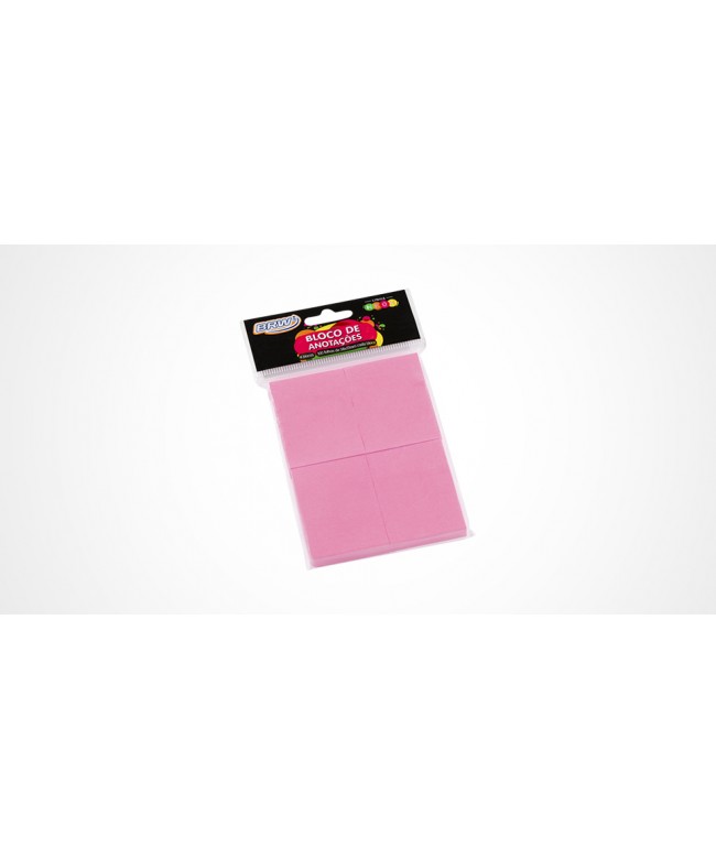Bloco de anotações 38x51mm rosa neon 04 blocos com 100fl - BRW